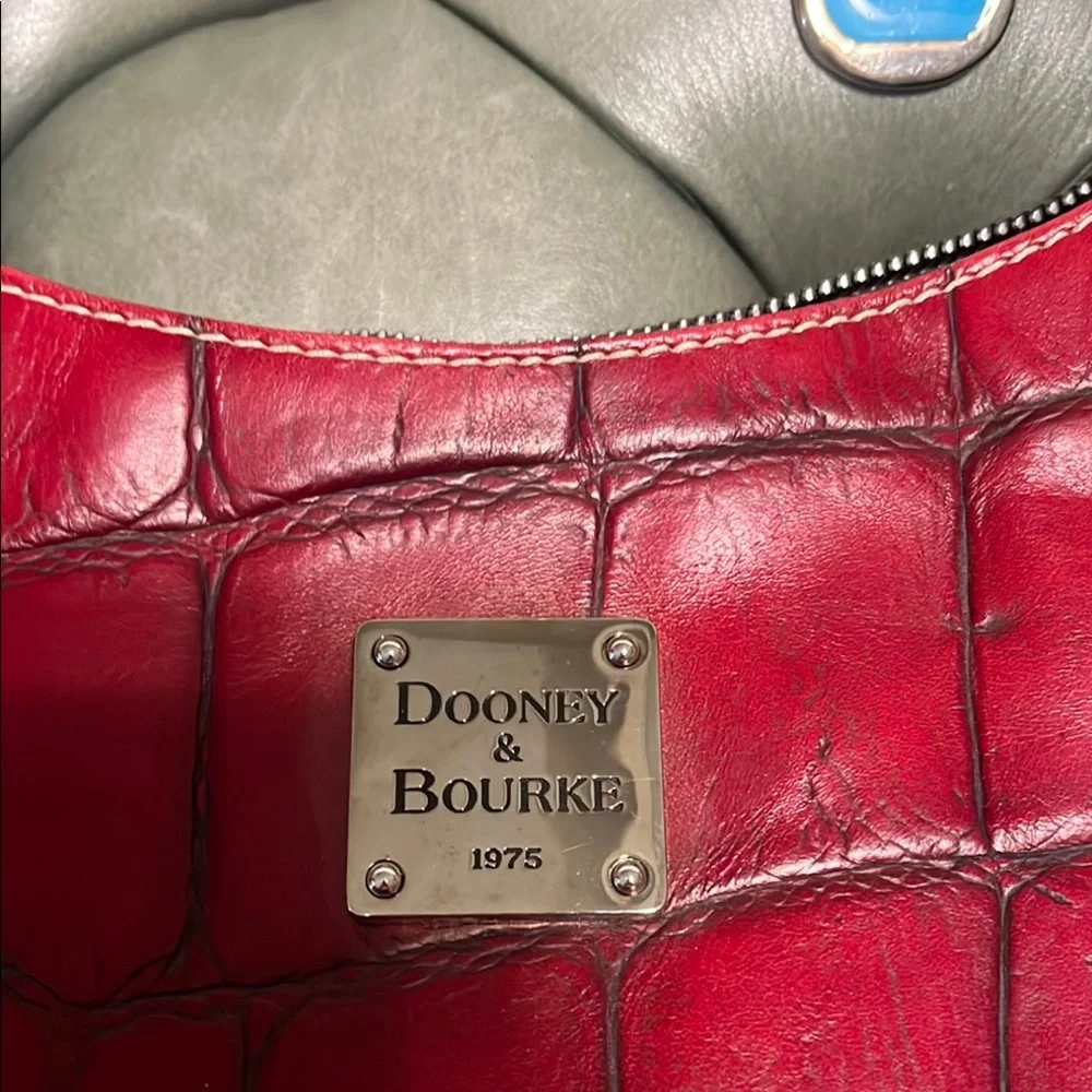Dooney & Bourke Red Croc-Embossed Hobo Bag - Picture 2 of 8